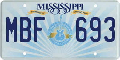 MS license plate MBF693