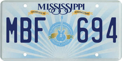 MS license plate MBF694