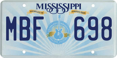 MS license plate MBF698
