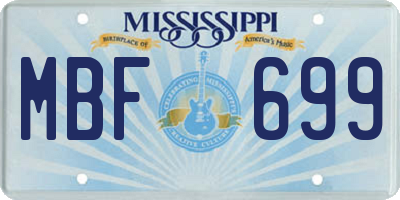 MS license plate MBF699