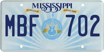 MS license plate MBF702