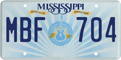 MS license plate MBF704