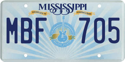 MS license plate MBF705