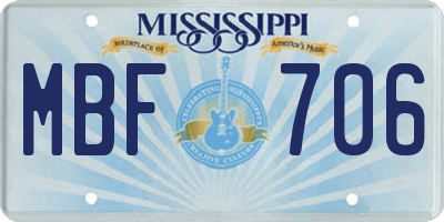 MS license plate MBF706