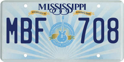 MS license plate MBF708