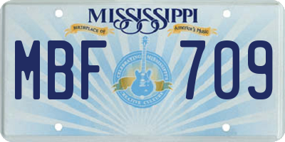 MS license plate MBF709