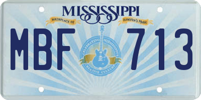 MS license plate MBF713