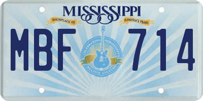 MS license plate MBF714