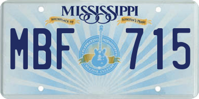 MS license plate MBF715