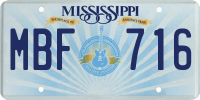 MS license plate MBF716