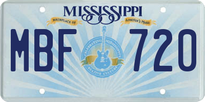 MS license plate MBF720
