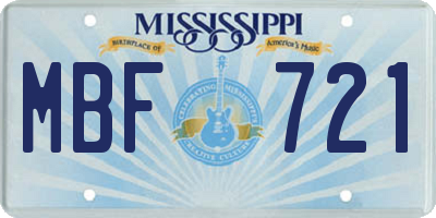 MS license plate MBF721