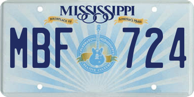 MS license plate MBF724