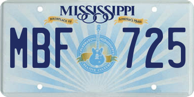 MS license plate MBF725