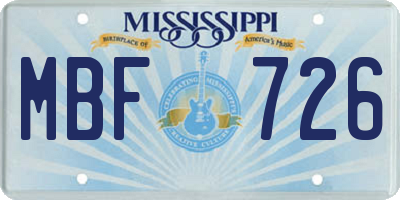 MS license plate MBF726
