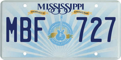 MS license plate MBF727