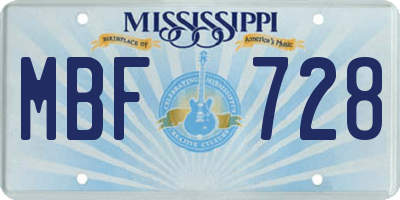 MS license plate MBF728