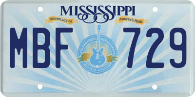 MS license plate MBF729