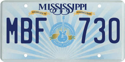 MS license plate MBF730