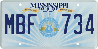 MS license plate MBF734