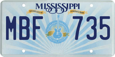 MS license plate MBF735