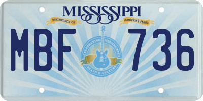 MS license plate MBF736