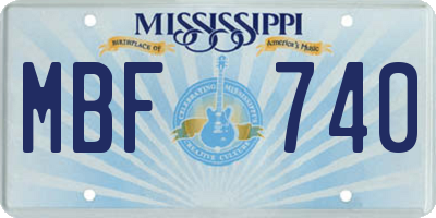 MS license plate MBF740