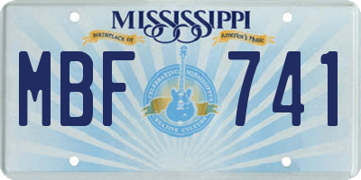MS license plate MBF741