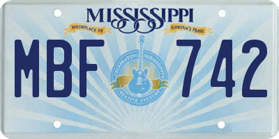 MS license plate MBF742