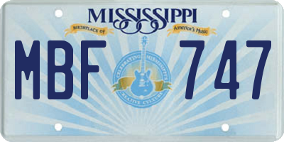 MS license plate MBF747