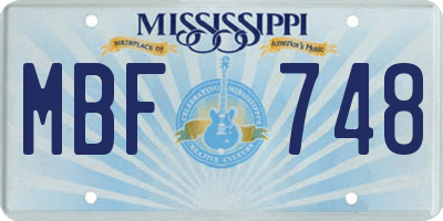 MS license plate MBF748