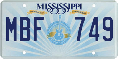 MS license plate MBF749
