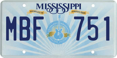 MS license plate MBF751