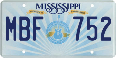 MS license plate MBF752