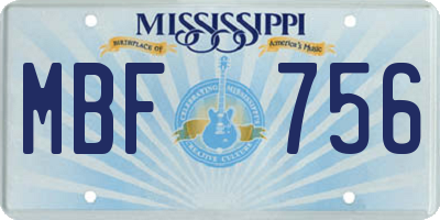 MS license plate MBF756