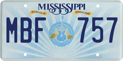 MS license plate MBF757