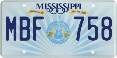 MS license plate MBF758