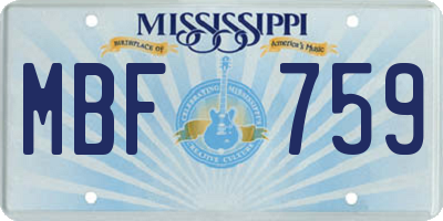 MS license plate MBF759