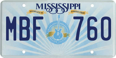 MS license plate MBF760