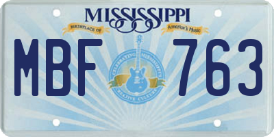 MS license plate MBF763