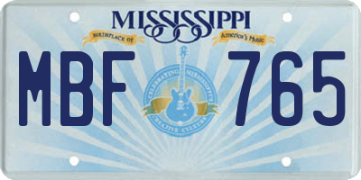 MS license plate MBF765