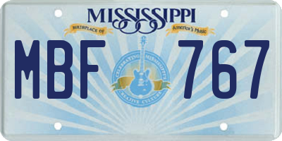 MS license plate MBF767