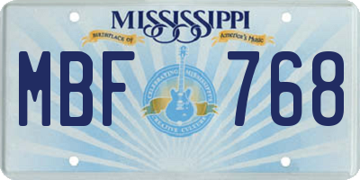 MS license plate MBF768