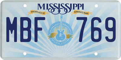 MS license plate MBF769
