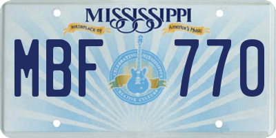 MS license plate MBF770