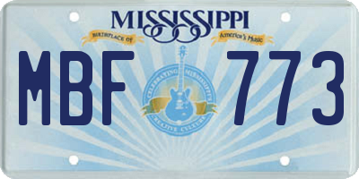 MS license plate MBF773
