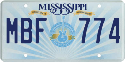 MS license plate MBF774