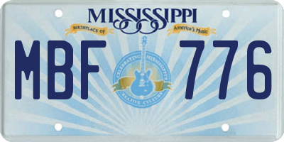 MS license plate MBF776