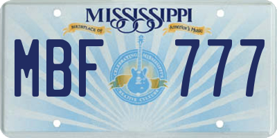 MS license plate MBF777