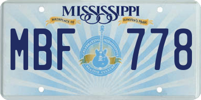 MS license plate MBF778
